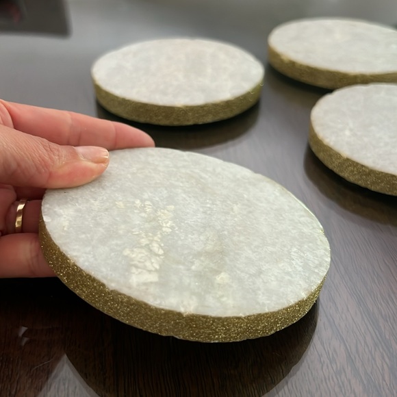 West Elm Marble & Gold Set of 4 Coasters - Picture 3 of 3